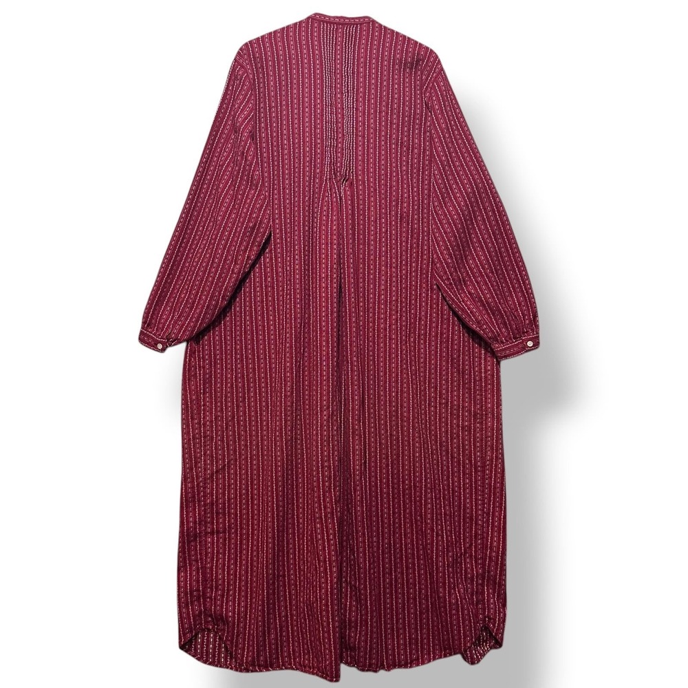 Vintage LL Bean Dobby Pintuck Flannel Red Cottagecore Prairie 3X Maxi Nightgown - Picture 2 of 6